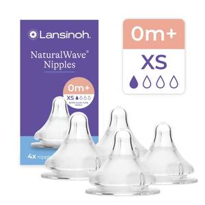 lot 20270 image: Lansinoh NaturalWave Baby Bottle Nipples, Slow Flow (S), 4 Count