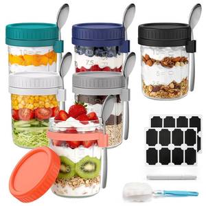 lot 1000 image: Airtight Oatmeal Container 6 Pack 16 oz Overnight Oats Containers with Lids