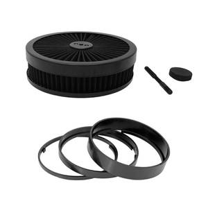 lot 1004 image: X-AVION Full Flow 9X2 Air Filter Assembly Kit, Washable and Resuable Air Cleaner with Mounting Stud & Wing Nut & 3 Spacers Kit, Air Cleaner for 4 Barrel Carburetor V8��Round Black
