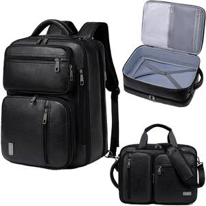 lot 1028 image: weiatas 3-in-1 Vegan Leather Convertible Laptop Bag for Men Women, 15.6 Inch Waterproof Expandable Backpack, Computer Briefcase, Shoulder Messenger Bag & Weekend Bag for Business Travel Work (Black)