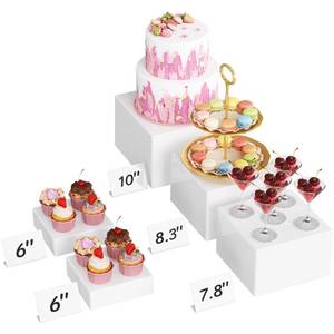 lot 1033 image: Lifewit Buffet Risers, 5 Pcs Plastic Dessert Table Display Set, Black