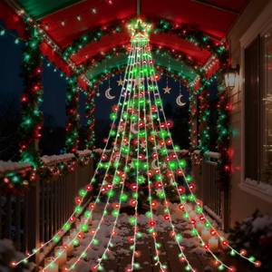 lot 1037 image: Qulist Christmas Decorations, Outdoor Christmas Lights, 320 LED Outdoor Christmas Tree String Lights with 12 Star Toppers 8 Modes& Waterproof for Xmas New Year Holiday Decor (Red & Green)