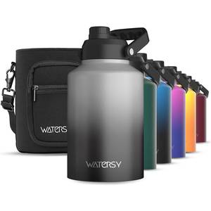 lot 1041 image: WATERSY 1 Gallon Water Bottle Insulated(Cold for 48 Hrs),BPA Free&Leak Proof,128oz Stainless Steel Water Jug,Big thermo,Large Water Bottle with Handle for Gym,Hiking,Camping&Travel,Gray