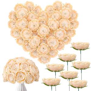 lot 1045 image: Suncalla 36 Pack Artificial Austin Rose Peonies 4.7 Inch, Champagne