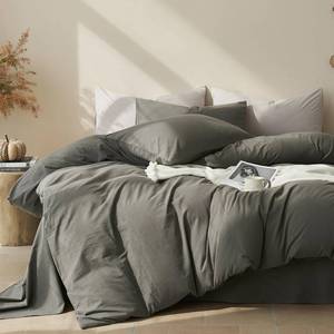 lot 1986 image: JELLYMONI 100% Cotton Queen Duvet Cover Set, Washed Linen-Like Texture