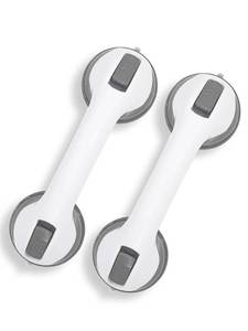 lot 1991 image: Shower Grab Bars for Seniors, Suction Grab Bars for Shower with Strong Hold, Shower Handles for Elderly Suction, No-Drill Safety Bathroom Support 2 Pack