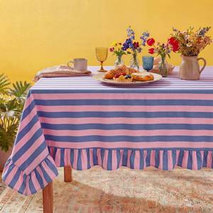 lot 1995 image: Tudomro Striped Tablecloth, Rectangle, Peony, Slate Blue, 84 X 60