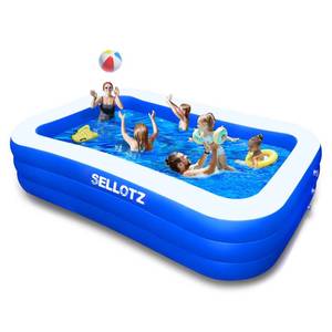 lot 1996 image: SELLOTZ Inflatable Pool for Kids and Adults, 120 X 72 X 22 Oversized Thickened Family Swimming Pool for Toddlers, Outdoor, Garden, Backyard, Summer Water Party