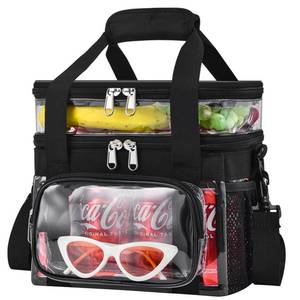lot 2002 image: Jeluno Clear Lunch Bag Large Clear Lunch Bag for Work Double-Deck Reusable