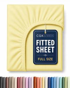 lot 2013 image: Full Fitted Sheet - Single Fitted Sheet Only - 8-16 Deep Pockets - Yellow