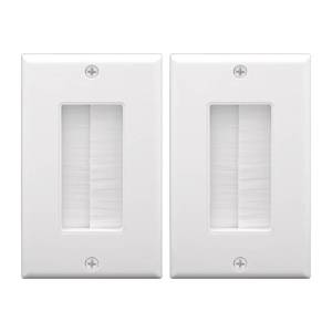 lot 2014 image: VCE Brush Wall Plate for Low Voltage Cables, White, 2-Pack