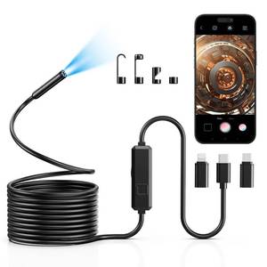 lot 2016 image: Vorth Endoscope Camera with Light, 1920P HD Borescope with 8 LED Lights, 16.5 FT Semi-Rigid Snake Inspection Camera, IP67 Waterproof Drain Pipe Borescope Mens Tool for iOS and Android
