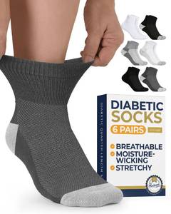 lot 2018 image: Pembrook� Ankle Diabetic Socks for Men & Women  6 Pairs  Wide Stretch Top Mens Diabetic Socks  Moisture-Wicking, Non-Binding  For Neuropathy
