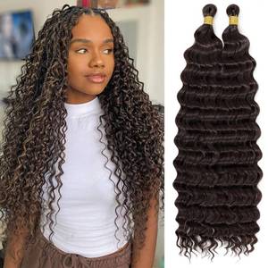 lot 2023 image: Eerya Long Curly Braiding Hair 18 Inch 2 Packs Dark Brown Ocean Wave Crochet Hair for Black Women Deep Wave Braiding Hair for Boho Braids (18 inch, #4)