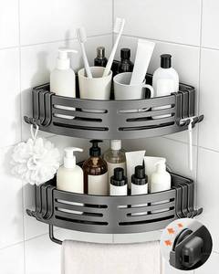 lot 2028 image: Conworld Corner Shower Caddy Suction Cups, No-Drilling Corner Shower Shelf