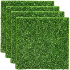 lot 2031 image: A 4 Packs Fake Grass Decor for Crafts, 6 x 6 Fairy Artificial Moss for Miniature Garden, Dollhouse Accessories Diorama Supplies DIY Decoration