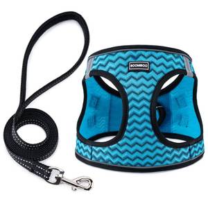 lot 2046 image: Dog Harness with Leash Set,Step-in Adjustable Puppy Pet Vest,Blue Stripe XS
