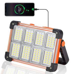 lot 2047 image: YXQUA 120W Solar Rechargeable Work Light, 144 LED 10000LM, Orange
