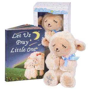 lot 2054 image: MyMateZoe Baptism Gifts for Boys, Great Christening, Dedication and Baptism Gift Set for Boys and Newborn Baby, Includes 7 Praying Lamb Plush Toy and Let Us Pray Baby Book in Keepsake Gift Box