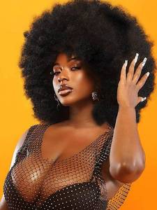 lot 2055 image: GKtineke Afro Wig, Black, 14 In, 70s Curly Afro Wigs for Black Women