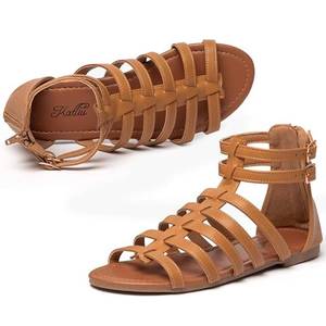 lot 2311 image: katliu Womens Gladiator Sandals Strappy Flat Sandals Two Ankle Buckle 11