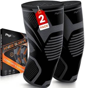 lot 2326 image: PhysFlex Knee Brace for Pain Relief - Knee Compression Sleeves for Men and Women - Support for Weightlifting, Gym, Workout, Volleyball, Arthritis