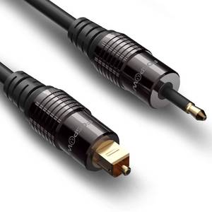 lot 2327 image: FosPower 24K Gold Plated Toslink to Mini Toslink Digital Fiber Optical SPDIF Audio Cable with Metal Connectors & Strain-Relief PVC Jacket - 6ft