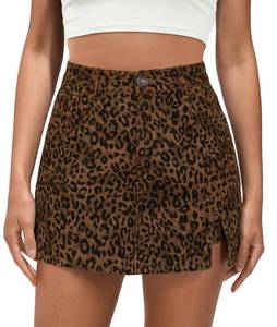 lot 2362 image: luvamia Skorts for Woman Leopard Mini Skirt with Shorts High Waisted Trendy Cute Stretchy Side Slit Skorts for Women Going Out Brown Cheetah Print Skirt with Slit Medium US Size 8-10
