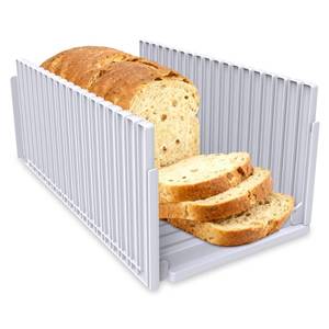 lot 2368 image: Bread Slicer for Homemade Bread,Adjustable Thickness Slicing Guide,Foldable Portable Bread Cutter Suitability for Homemade Breads, Bagel,Cakes-Kitchen Gadget,Baking Tool &Gift for Mother Father(white)