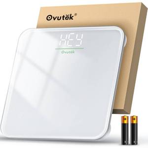 lot 2379 image: Ovutek Bathroom Scale for Body Weight, 5mm Tempered Glass, 400lb