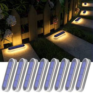 lot 2386 image: YiLaie Stick on Solar Deck Step Dock Stair Lights for Outside Solar Powered