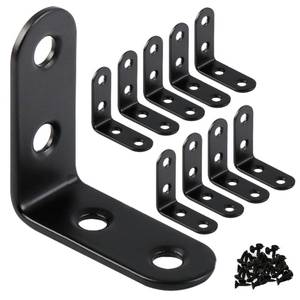 lot 2393 image: 2 Inch L Brackets 10 Pack - 90 Degree Black Corner Braces for Wood Furniture & Shelves - Small L Shape Metal Support Brackets for DIY Home Improvement Cabinet & Wall Mounting