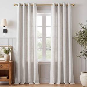 lot 2397 image: NICETOWN Natural Linen Curtains 84 Inches Long 2 Panels for Bedroom Living