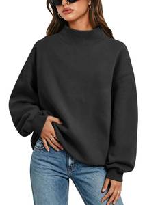 lot 2400 image: PRETTODAY Womens Oversized Sweatshirts Color Block Turtleneck Fleece Pullover Tops Long Sleeve Loose Fall Fashion Outfits Solid Black XL