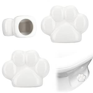 lot 2404 image: Honeydak 2 Pack Decorative Toilet Bolt Covers, White, Paw Print