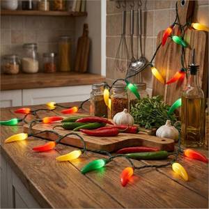 lot 2413 image: 13.6Ft Multicolor Chili Pepper String Lights, 35 LED Red Green Yellow Jalapeno Lights, Plug-in Decorative Lights, Waterproof for Cinco de Mayo, Mexican Fiesta, Home Patio Party Christmas Tree Decor