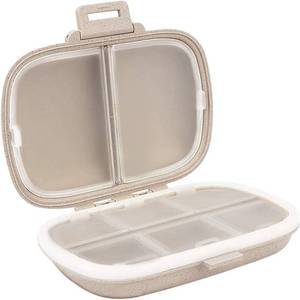 lot 2415 image: Holii Travel Pill Organizer, 8 Compartments Portable Pill Case, Daily Pill Box to Hold Vitamins, Small Pill Container for Pocket Purse Medicine Organizer��Khaki��