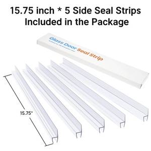 lot 2434 image: AmazerBath 5-Pack 15.75 Shower Door Side Seal Strip for 38(10mm) Glass - 5 Section Segmented Shower Installation Kit Frameless Glass Door Seal Strip