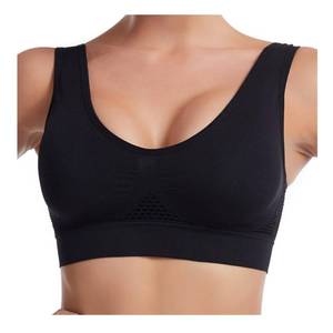 lot 2438 image: Seamless Sports Bra Plus Size 6XL, Medium Support Wire-Free Workout Bra with Mesh, Soft Padded Yoga Top for Large Bust (5X-Large,Black)