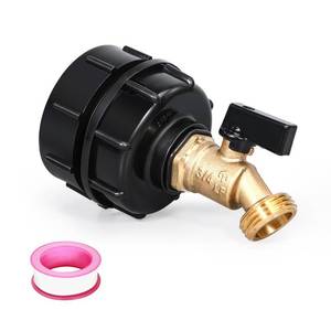lot 2442 image: IBC Tote Adapter, 275-330 Gallon ibc tote fittings 2.36 Fine Thread Tote Valve Brass Hose Faucet Valve Tool with Ball Valve for Garden Hose Connector (For 2.36 Fine Threads to 34)