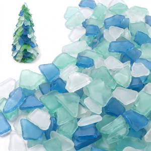 lot 2445 image: Jetec Sea Glass Pieces for Crafts, Blue, White, Green, 11 Oz