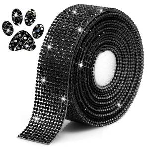 lot 2451 image: Locacrystal Bling Crystal Rhinestone Ribbon Self-Adhesive Iron-on DIY Glitter Diamond Stickers for Crafts Cars Clothing Decoration(1.06inch 3Yards Black)