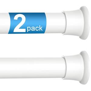 lot 2456 image: ZipGlo 2Pcs Spring Tension Curtain Rod, White Tension Rod 30-62 Inch