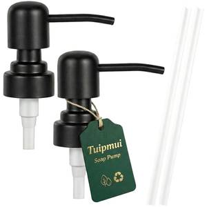 lot 2458 image: Soap Dispenser Pump Replacement, Kitchen and Bathroom Soap Pump Replacement, Reusable 304 Stainless Steel Hand Soap Pump, Shampoo and Hand soap Pump, Standard Diameter 28400 Neck Size, 2 PCS, Black
