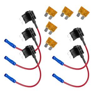 lot 2459 image: QEUOBUE 5PCS Car Add-a-Circuit Fuse Tap Adapter, 12V Standard Blade Fuse Tap Adapter Kit with 5 Amp Blade Fuses, Expandable Automotive ATM APM Fuses Holder for Cars, Trucks, Boats(Standard)