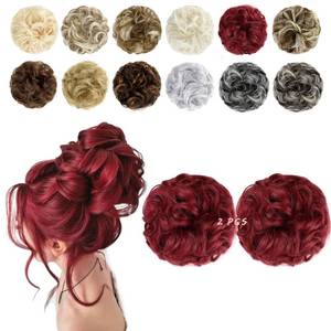 lot 2471 image: FeidyLong 2PCS Messy Bun Hair Piece Wavy Hair Bun Scrunchies for Women
