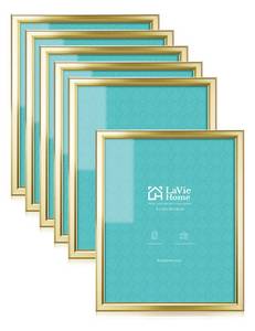 lot 7247 image: LaVie Home 8x10 Picture Frames (6 Pack, Gold) Simple Designed Photo Frame with High Definition Glass for Wall Mount & Table Top Display, Set of 6 Classic Collection