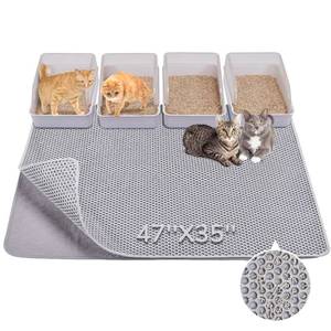 lot 7248 image: BurgeonNest Cat Litter Mat 47 x 35 XL, Washable Urine-Proof Non-Slip Gray