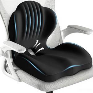lot 7271 image: Seat Cushion for Office Chair and Car, L-Shaped Ergonomic Seat Cushions,Memory Foam Orthopedic Cushion with Coccyx Hollow,Lumbar Support & Tailbone Pain Relief for Car, Truck, Home,Gaming Chair,Black