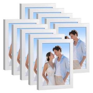 lot 7273 image: HappyHapi 4x6 Picture Frame Set of 10, Wall or Tabletop Display, White